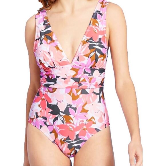 Kona Sol Multi Floral One Piece Swimsuit Size XL - Picture 2 of 8